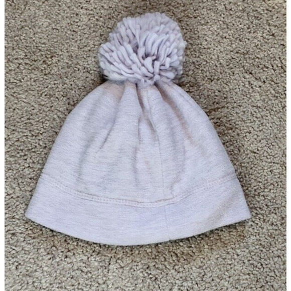 Cat & Jack Toddler Girls Purple Fleece Beanie Winter Hat with Pom Size 2T-5T - Picture 3 of 3
